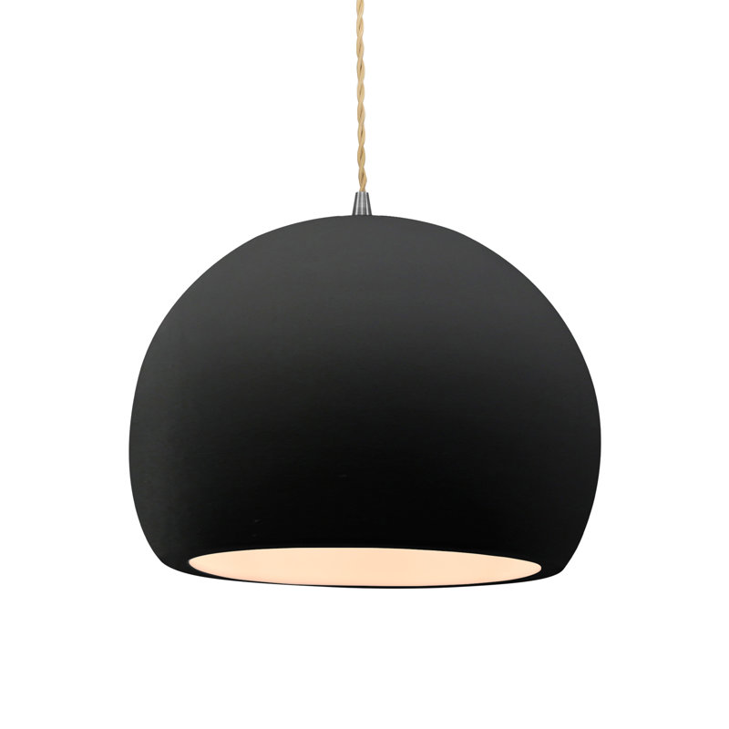 Luminaire suspendu à 1 lumière Aschwin, H 9,25 po x l 12,25 po x P 12,25 po, Bisque, Nickel brossé