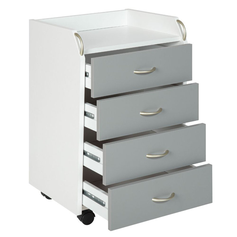 Pronti 4 Drawer Filing Cabinet, White/Grey