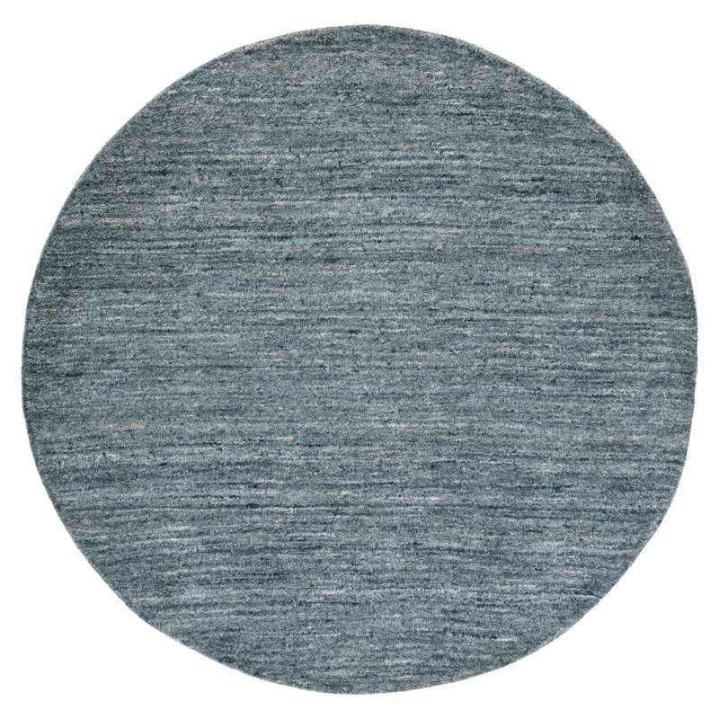 Moniz Hand Tufted Wool/Cotton & Other Fiber Solid Color Rug in Navy, Round 7'