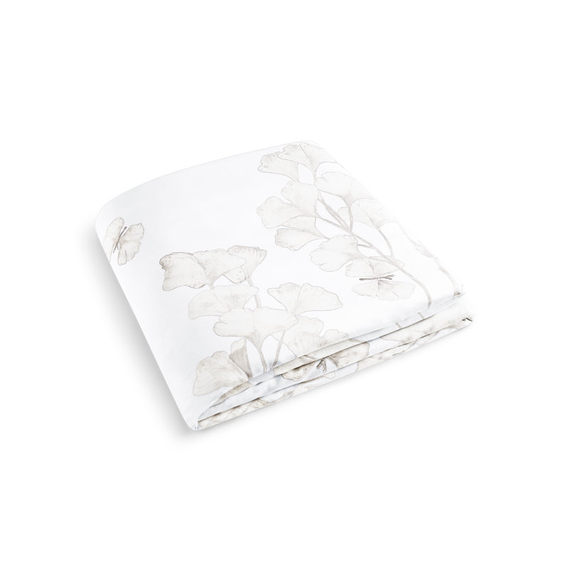 Butterfly Gingko Duvet, Queen, White;Stone