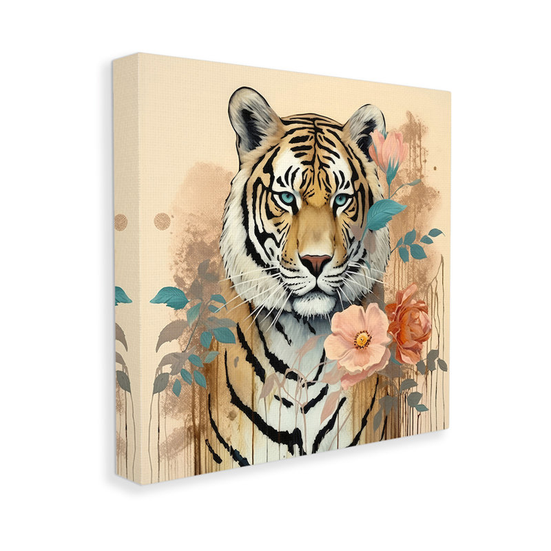 «Modern Floral Tiger» par Lazar Studio sur toile, H 30 po x l 30 po