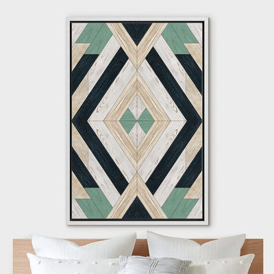 Vert, blanc et insigne de diamant noir - reproduction sur toile