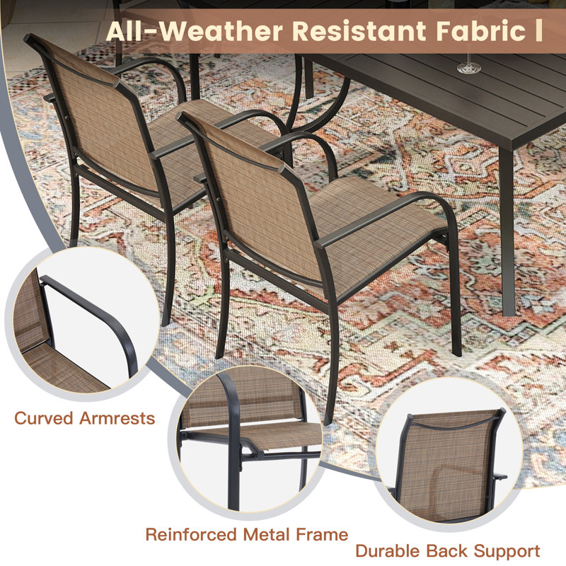 Outdoor Stackable Dining Chairs, Brown