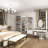 White Modular Walk in Closet Organizer System with a rod,13 shelves and 2 drawers