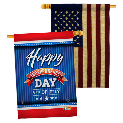 Drapeau de maison 28 x 40 po en polyester 4 faces 4 juillet