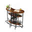 Table de bar ovale avec comptoir en bois et rangement pour bouteilles de vin, support à boulanger pour salle à manger, brun