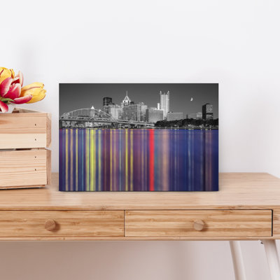 Skyline at dusk colour Pop Pittsburgh Pennsylvania USA 1 Piece Wrapped Canvas Wall Art