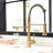 Drinking Water Faucet In Kitchen, Pull Down Filter, Purifier Sink Tap Black And Nickel Gold, Independent Outlet Configuration Filter Kitchen Faucets, Spout, Separate Cold Hot Output Function For