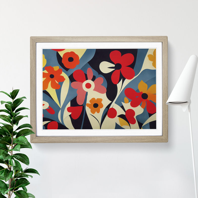 Evolving Abstract Flowers - Framed Print, 46cm H x 64cm W x 2cm D, Oak