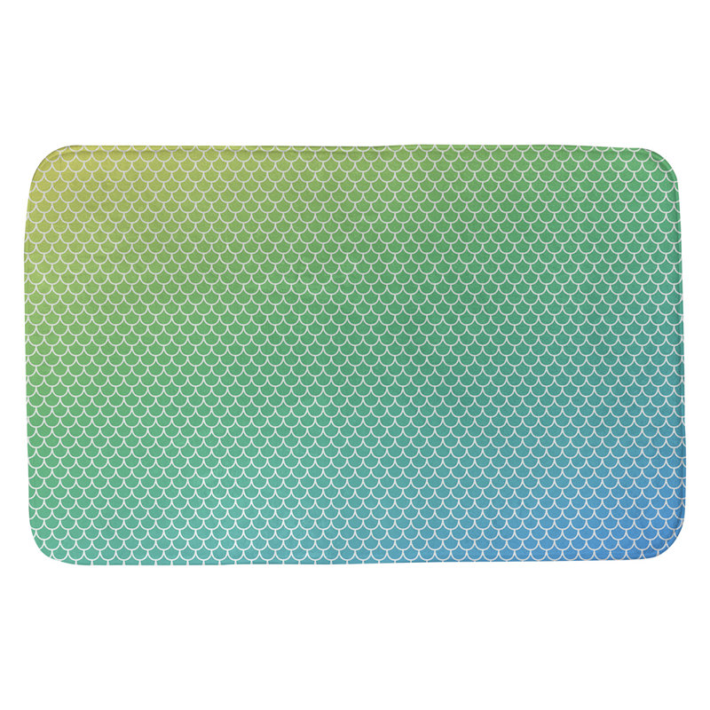Tapis de bain antidérapant rectangulaire à écailles de sirène bueschel, l 17 po x L 24 po, Jaune/Vert/Bleu