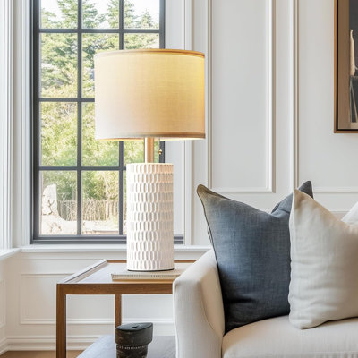 Set Of 2 White Ceramic 20" Table Lamps