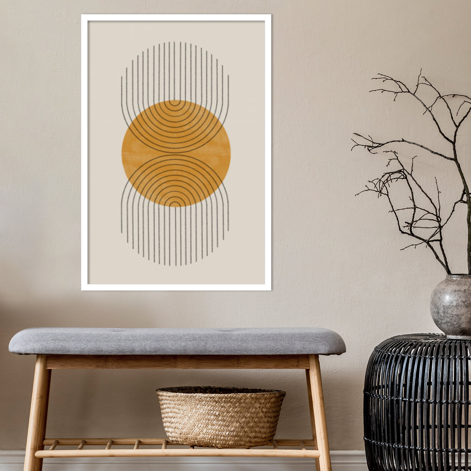Perfect Point Yellow by The MIUUS STUDIO, White Framed, 33" H x 23" W x 1" D