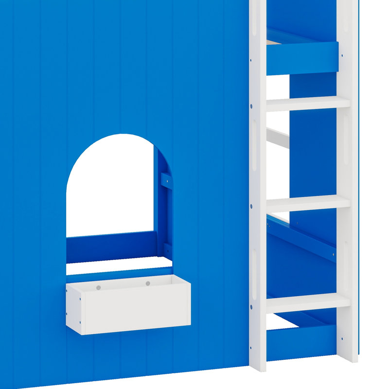 Lit mezzanine avec guirlande lumineuse à DEL, créant une atmosphère relaxante, Klein Blue, Lit double