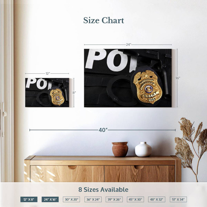 Chose de la police d'Alcaraz, H 16 po x l 24 po