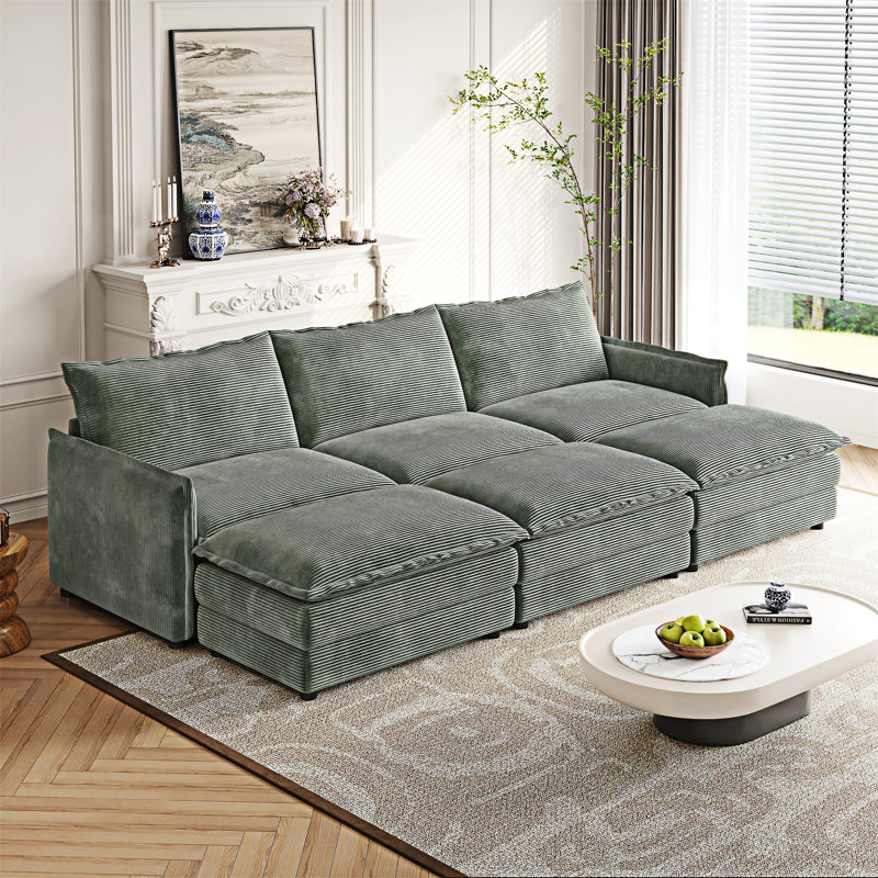 Upholstered Sofa Couch With Ottomans