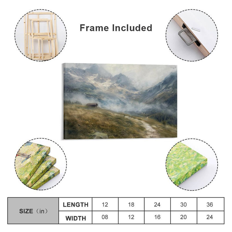 Art mural sur toile 8 "x 12" avec cadre en bois, prêt à être accroché, 08 × 12 pouces