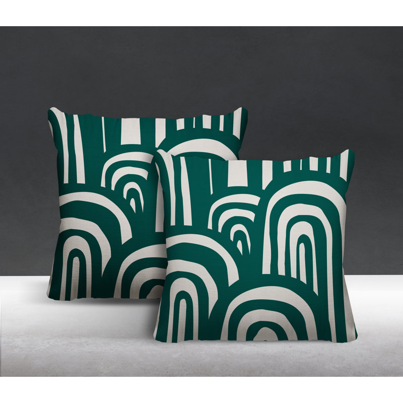 Abstract Outdoor Reversible Throw Pillow, 17W" x 17H", Emerald