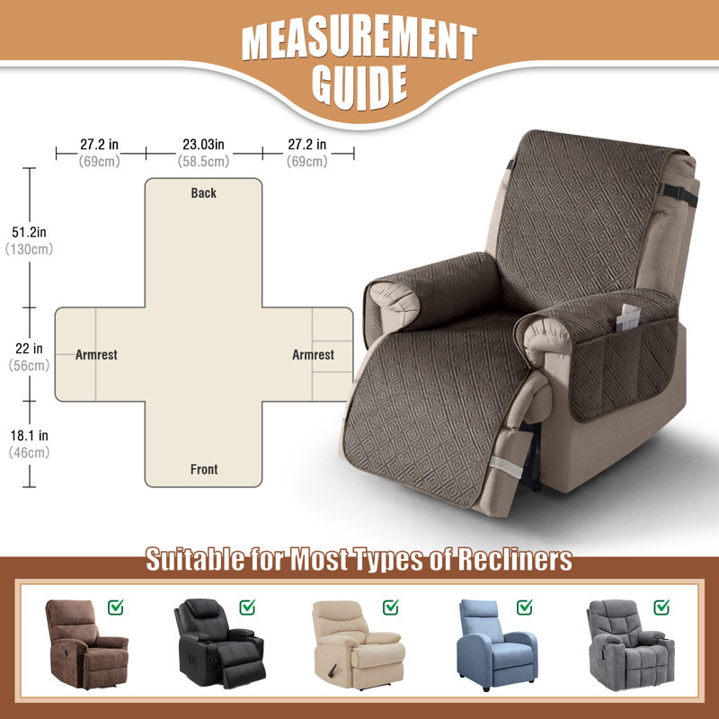 Housse de canapé inclinable en velours imperméable Wildee, Velours brun chocolat, Petit l 23 po