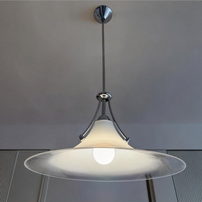 Luminaire suspendu artistique en verre double avec cadre en métal poli