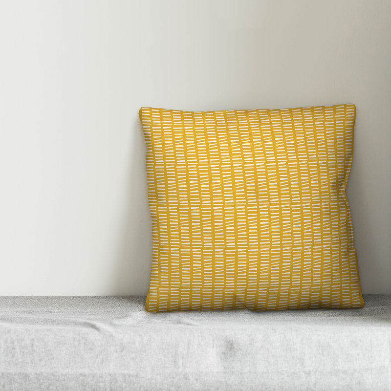  Housse et insert de coussin carré Tally, Jaune / blanc géométrique, 18 po x 18 po