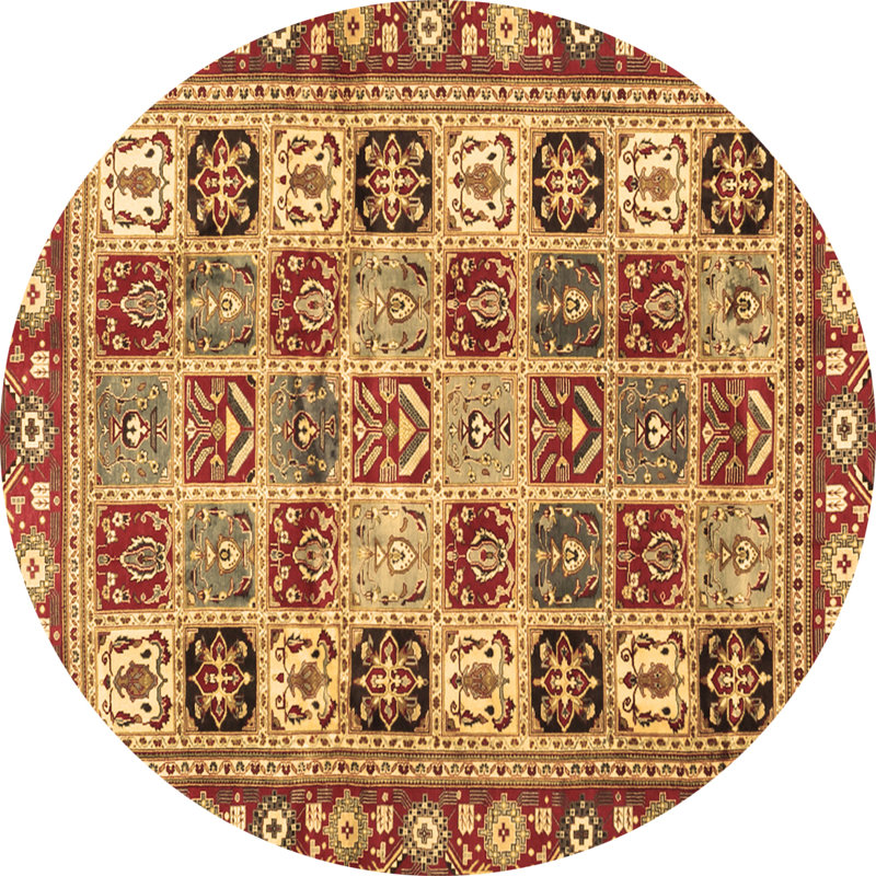 Tapis contemporains brun lavable à la machine 2622, Rond 6 pi