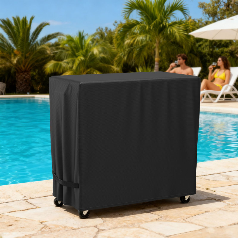 Patio Cooler Cart Cover Fits 80 Quart Rolling Cooler Cart, Black