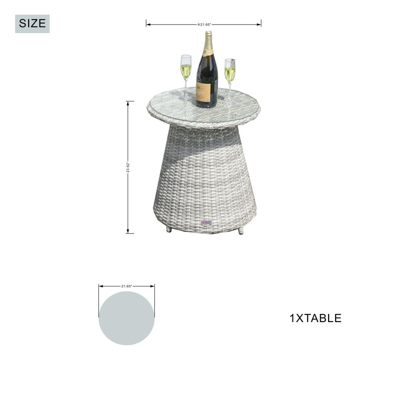 Table de bout en osier Joseph, Blanc / Blanc
