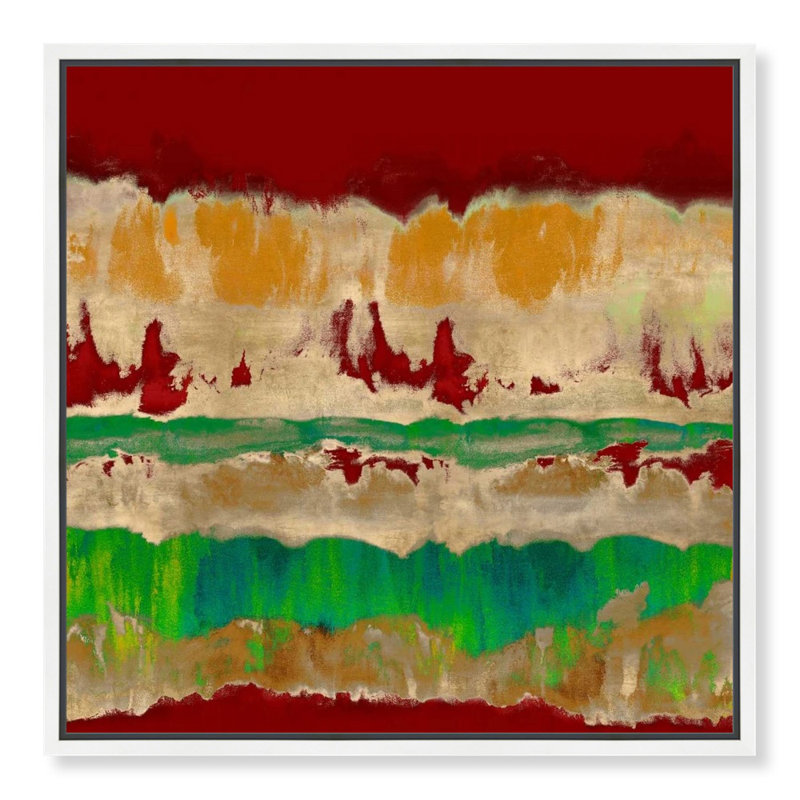 Wholeheartly in Red - Peinture sur toile, Toile avec cadre flottant blanc, H 18 po x l 18 po x P 0,75 po