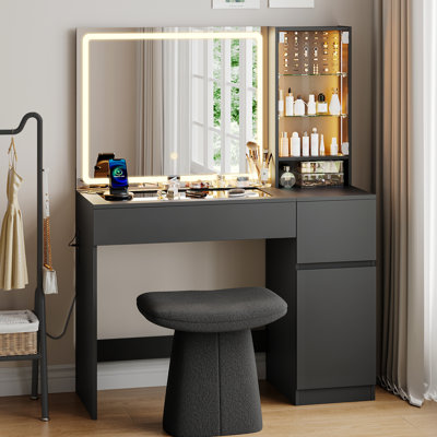 Meuble-lavabo avec table de recharge en verre et station de charge Decalt