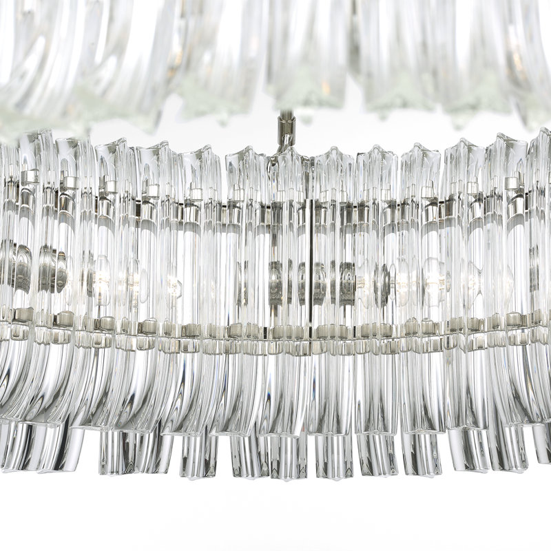AERIN Rhine 36" Ring Chandelier with Crystal, Polished Nickel