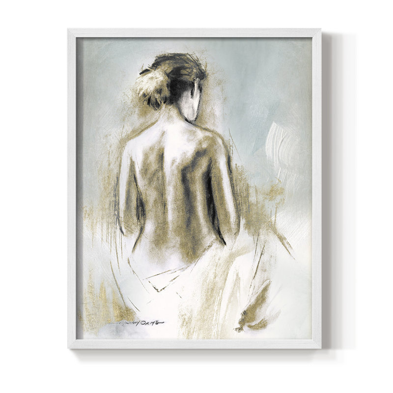 Figurine en lumière dorée I, reproduction encadrée - bois massif, Blanc, H 20 po x l 16 po