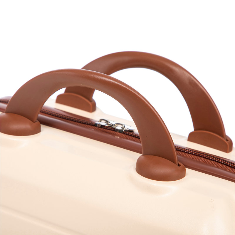 14 "/ 20" 2 pièces / ensemble dans un bagage à roulettes en ABS, avec serrure à combinaison, étui à cosmétiques 14 "(beige)