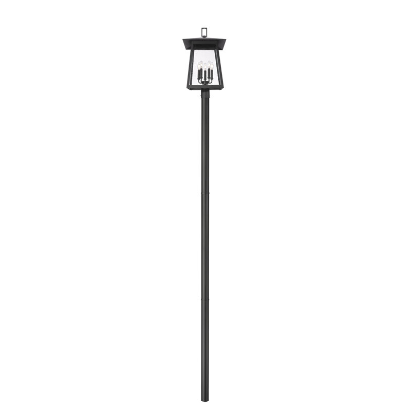 Luminaire d'extérieur sur pied 4 lumières Solis en noir, 145.5'' H x 15.5'' W x 15.5'' D, 5 lumières