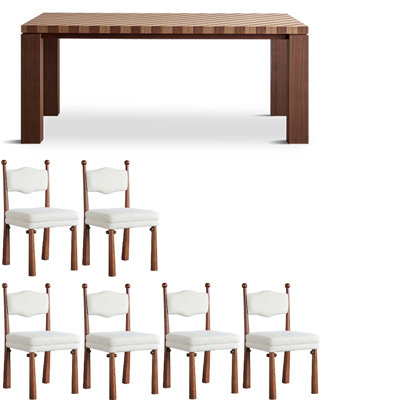 French style vintage solid wood dining table set