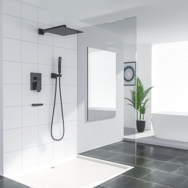 Système de douche complet - Ensemble de robinet de douche avec douchette à cascade et pomme de douche à pluie 12 pouces