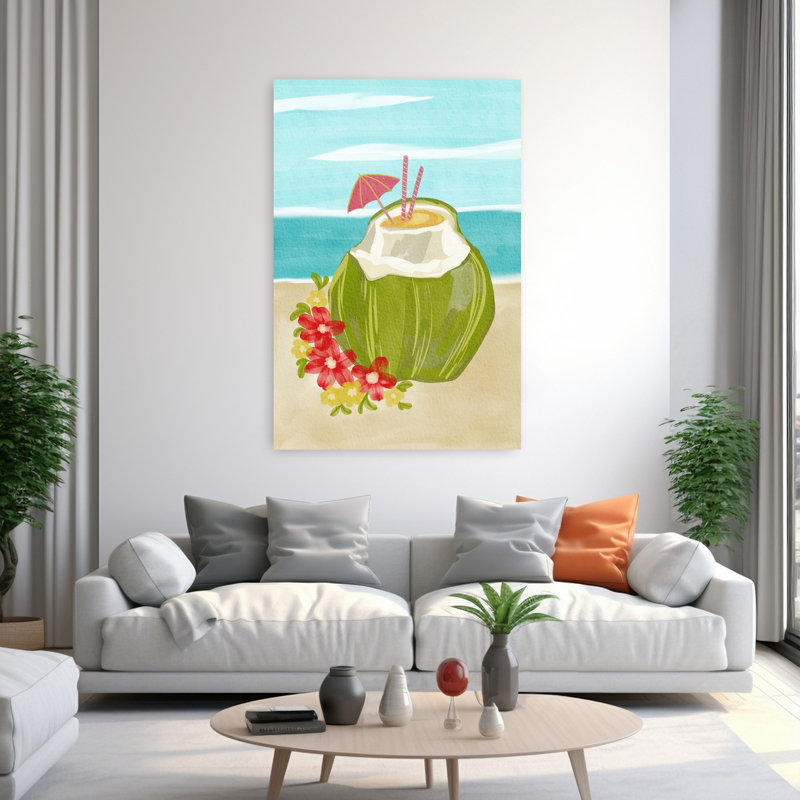 «Tropical Coconut Drink», art abstrait plage océan