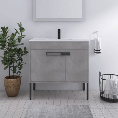 Meuble-lavabo simple avec plateau en céramique Eurania