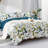 Lunaria Floral Duvet Cover Set – 100% Cotton, Green and Blue Botanical Print, Soft & Breathable Bedding, Full-111460238