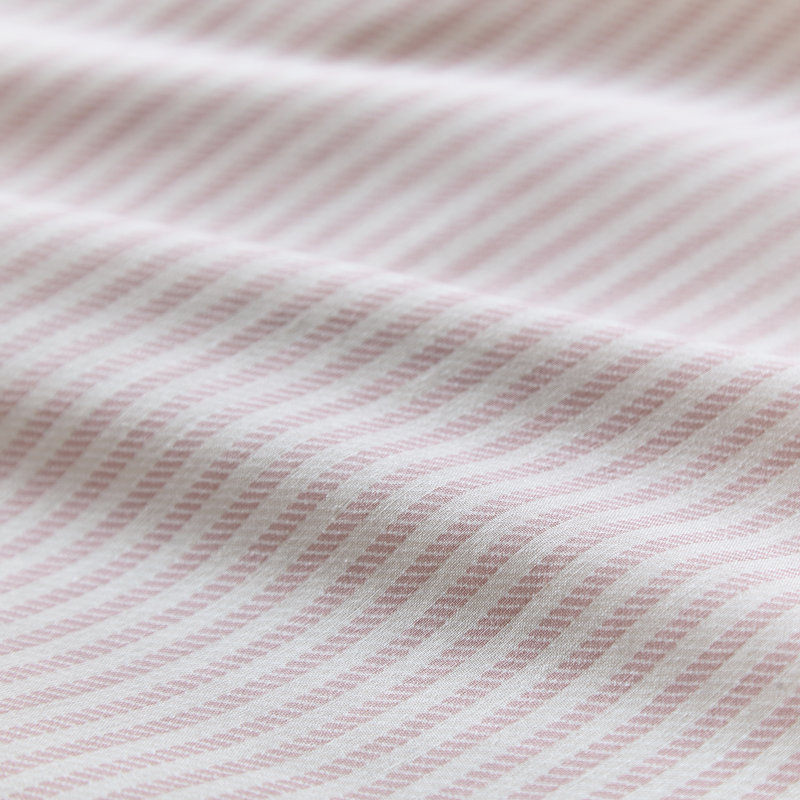Twill Stripe Duvet Cover Set, Super King Duvet Cover + 2 Pillowcases, Pink Striped
