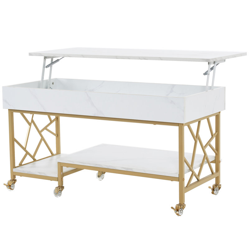 Savir Lift Top Coffee Table with Wheels and Metal Frame