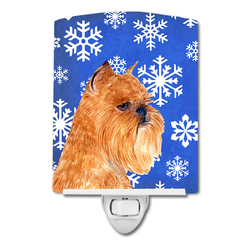 Brussels Griffon Winter Snowflakes Holiday Ceramic Night Light