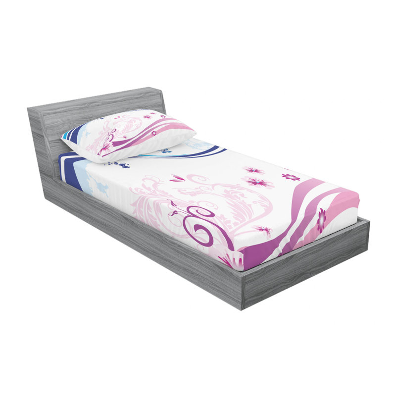 Ensemble de draps à motif floral, Ensemble de draps pour lit simple TG avec drap-hou