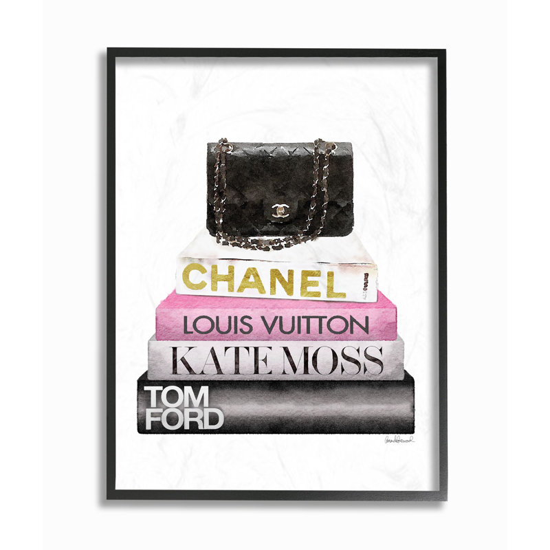 « mode-main bookstack rose black », impression, H 20 po x l 16 po, Giclée encadrée noir minuit