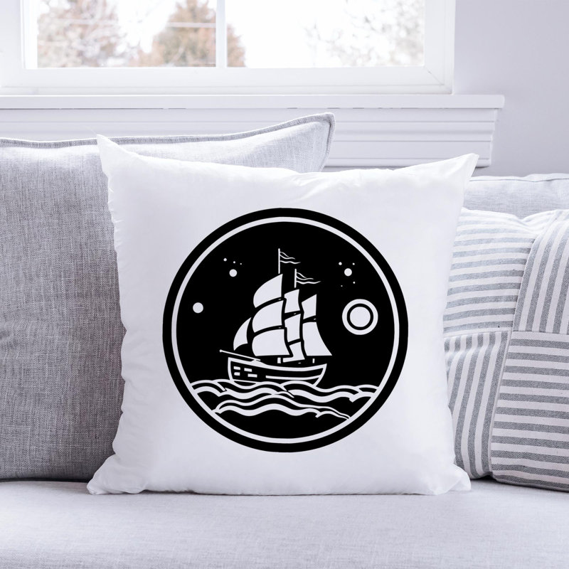 Nautical Sea Life_416 - Coussin décoratif en polyester, H 16 po x l 16 po