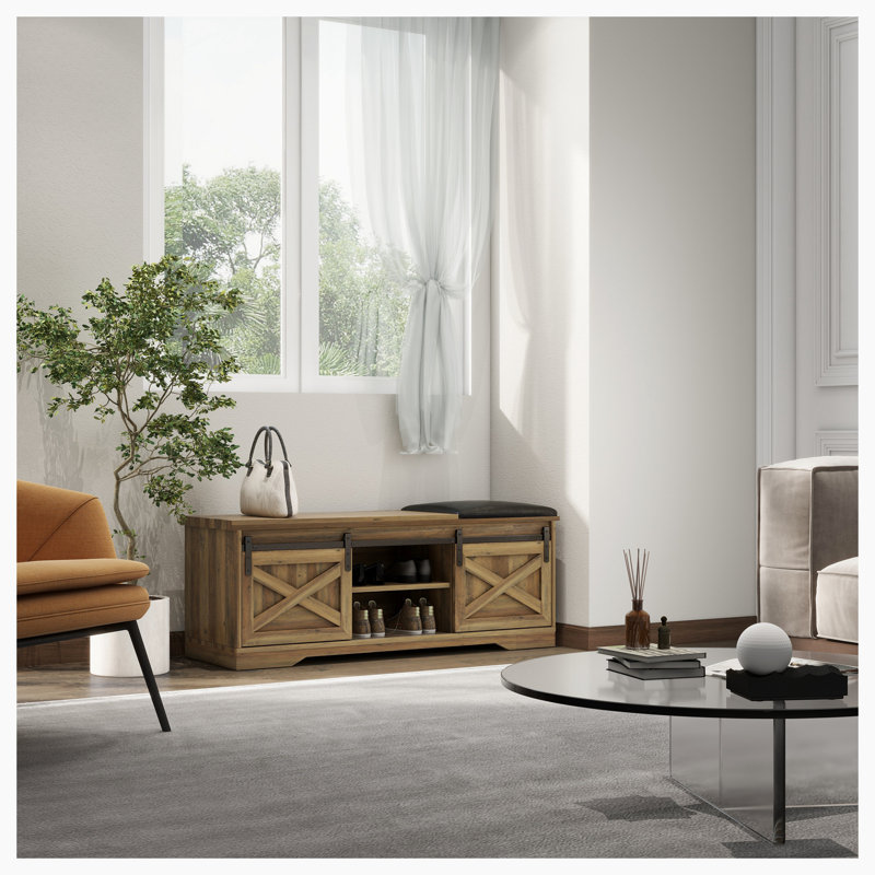 Banc de rangement pour 4 paires de chaussures, Marron clair
