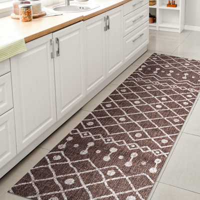 Tapis d'intérieur / extérieur brun / beige Refik