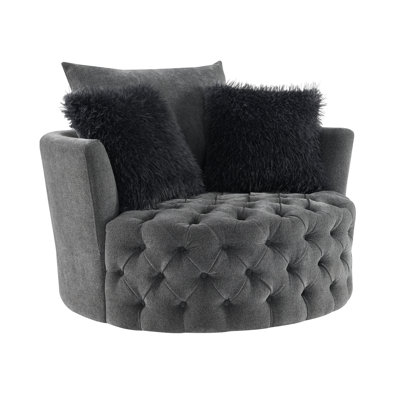 Diala 360-Degree Swivel Oversized Barrel Chair