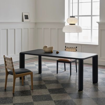 Table de salle à manger moderne et minimaliste de 78 pouces en bois massif avec placage de chêne blanc