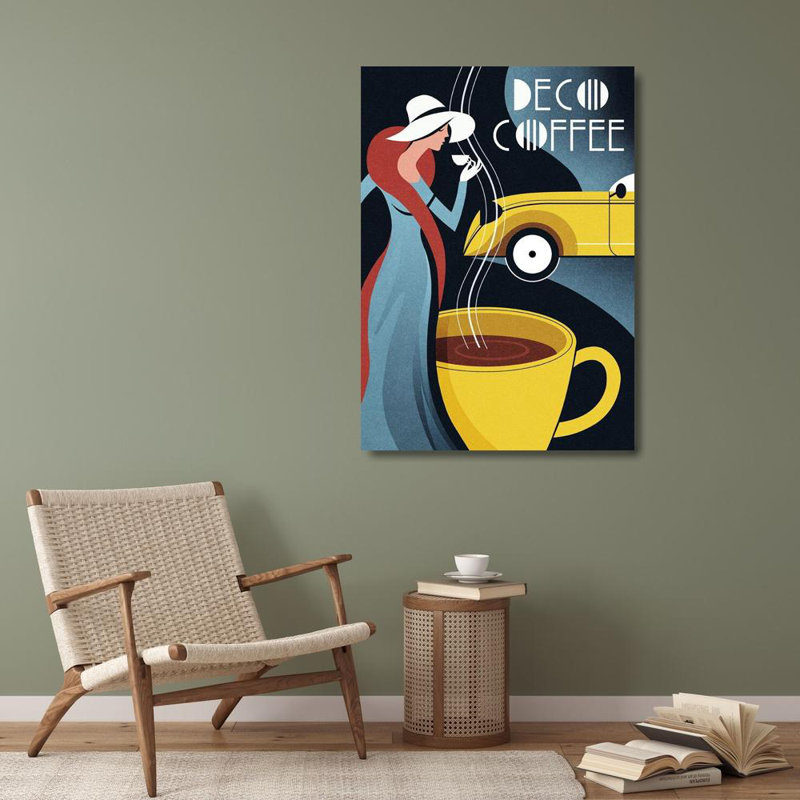 Art Asto Grand Wickstrom, Martin sur toile tendue, art déco café, H 38 po x l 28 po