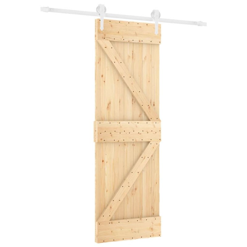 Porte coulissante avec quincaillerie Vidaxl, 27,6 po x 82,7 po, Noir/naturel